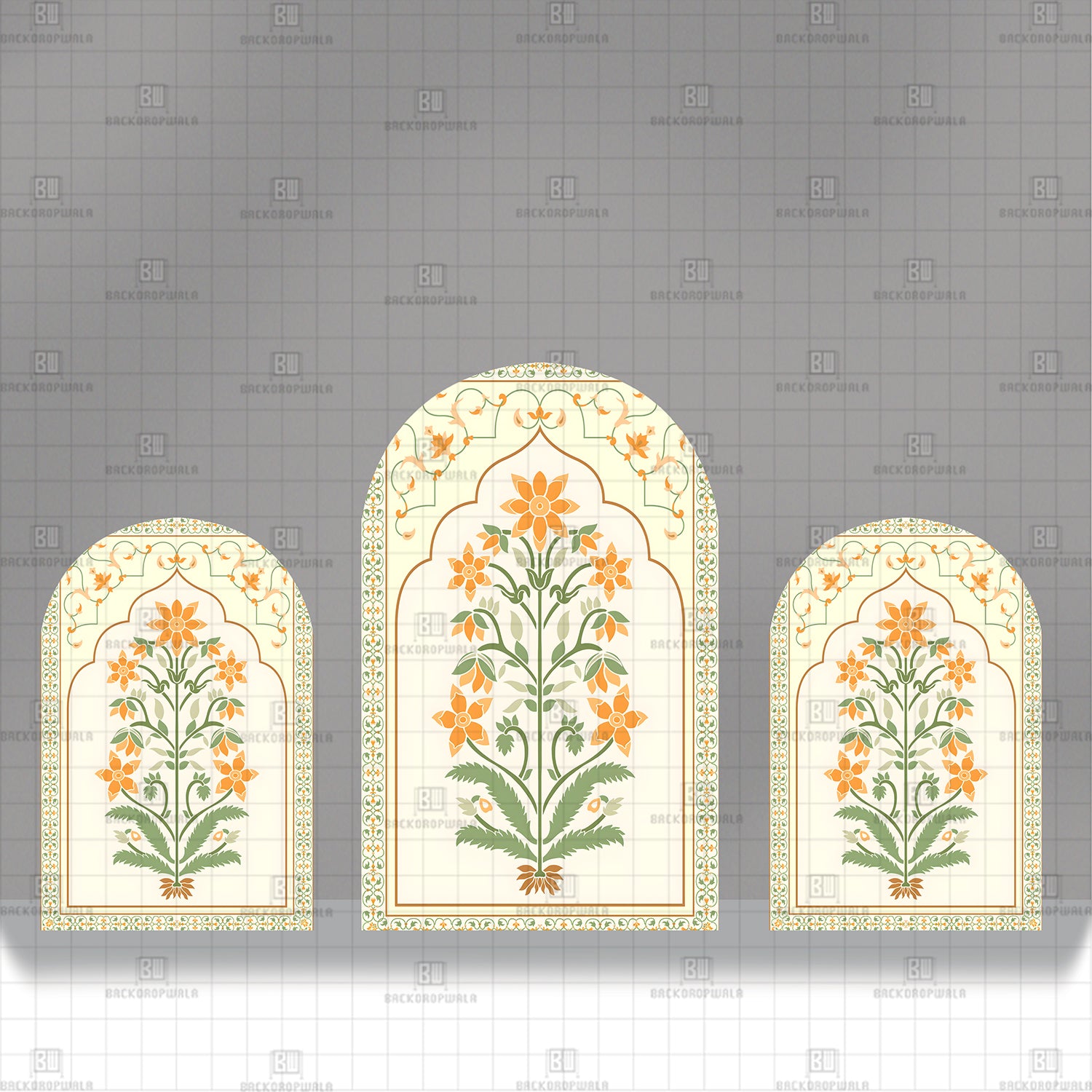 Golden Petal Sanctuary Theme Printed Event Backdrop