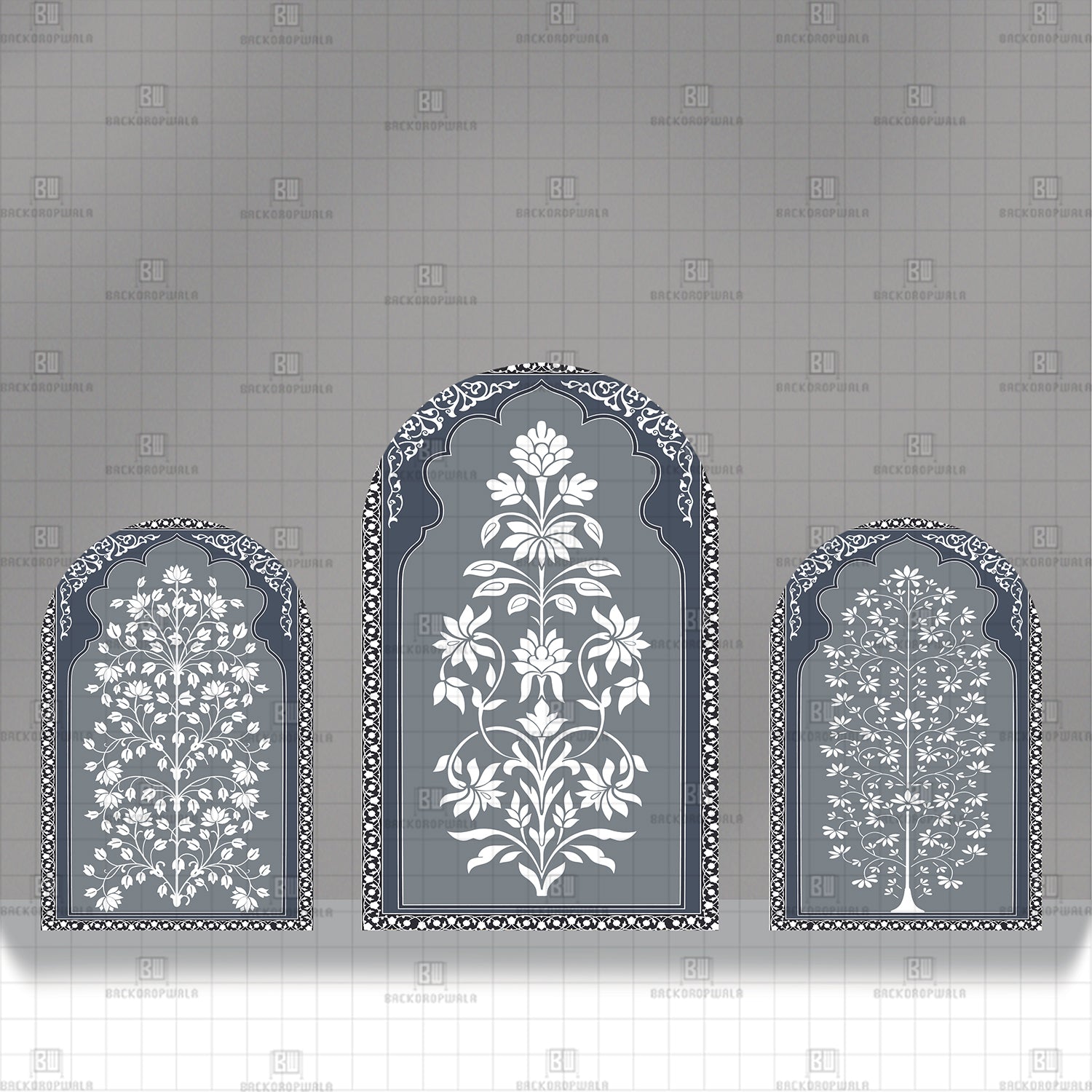 Silver Leaf Theme Printed Event Backdrop