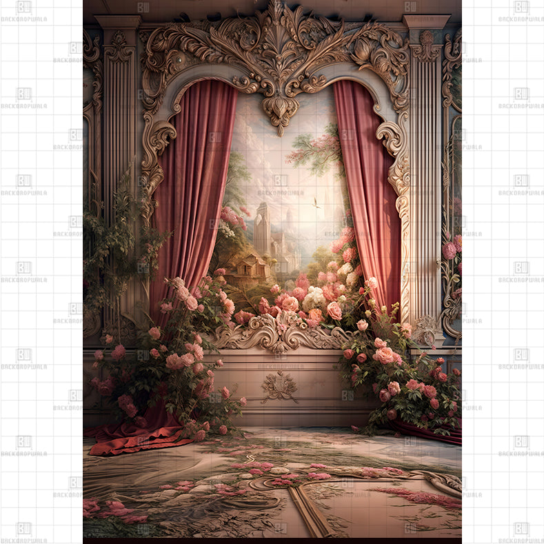 Victorian Rose Theatre Backdrop Printed Maternity Backdrop