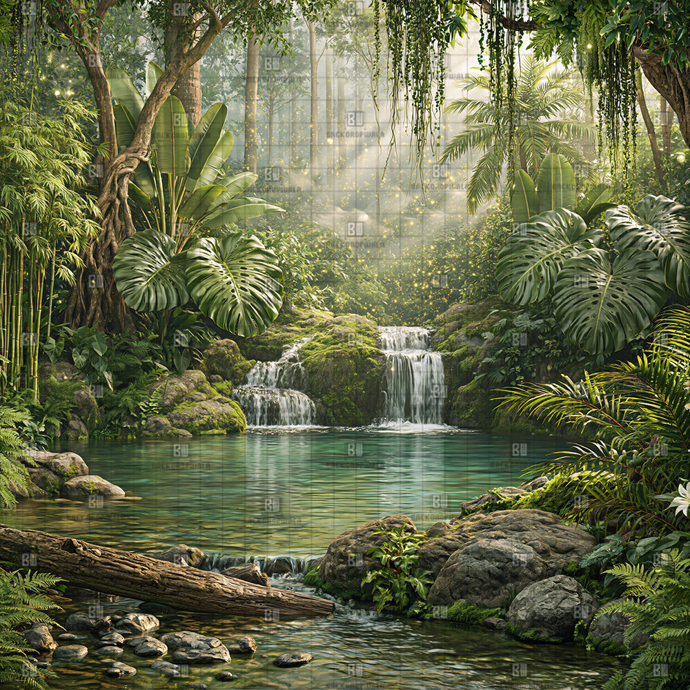 Enchanted Forest Cascade Ganesh Decoration Printed Backdrop