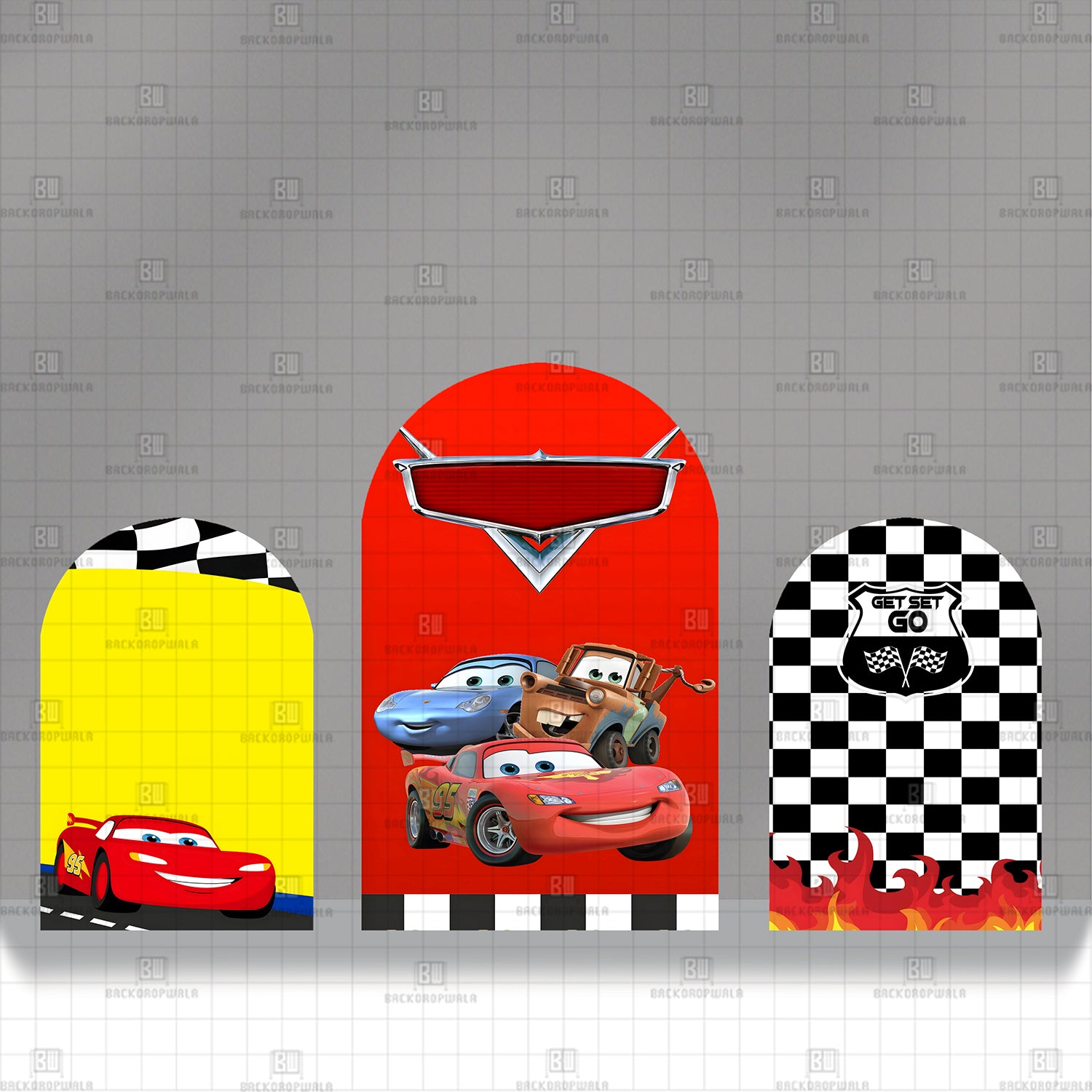 Get Set Go Car Racing Theme Printed Event Backdrop