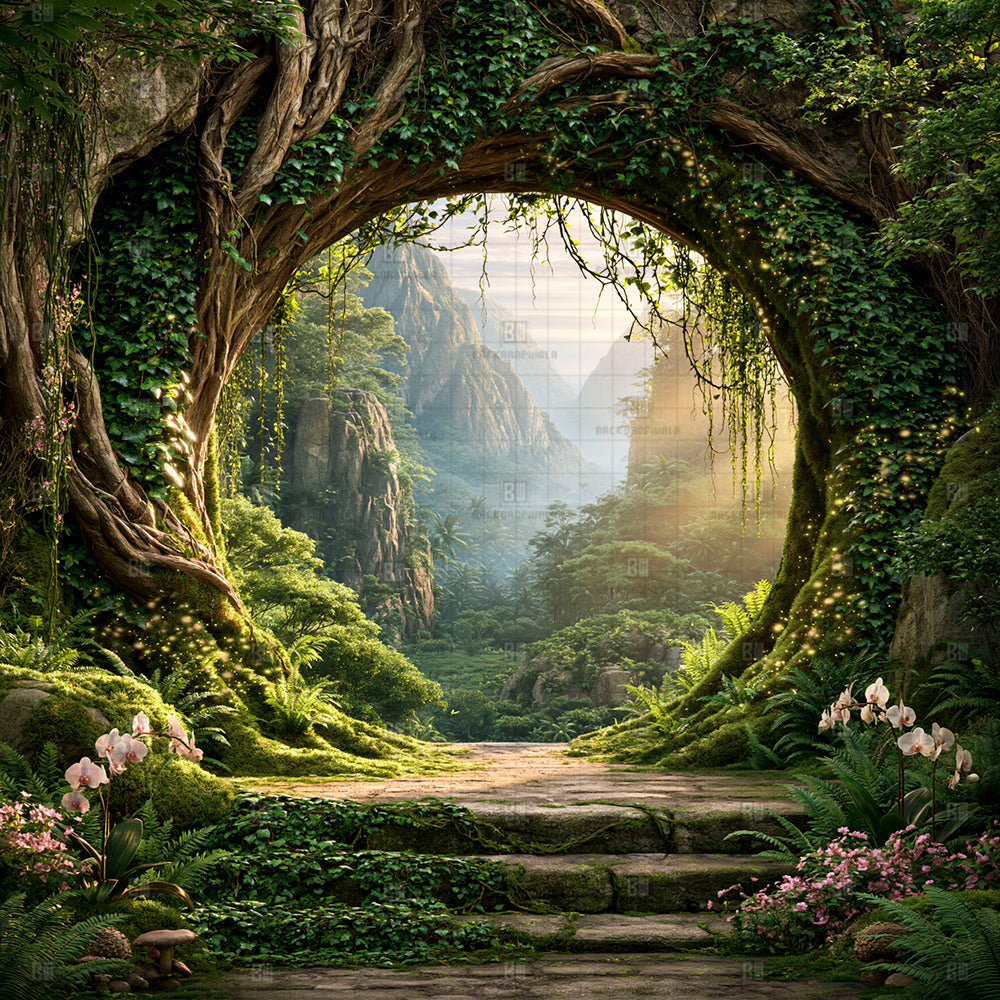 Whispering Rainforest Lagoon Ganesh Decoration Printed Backdrop