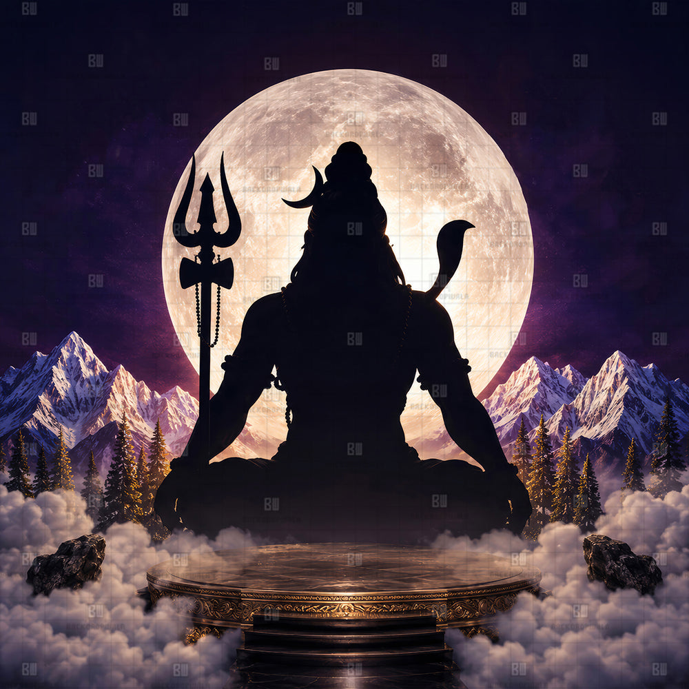 Cosmic Mahadev Ganesh Decoration Printed Backdrop