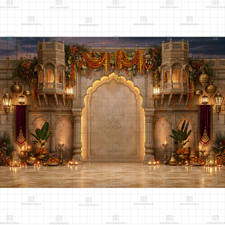 Temple Attar Setup Printed Baby Backdrop