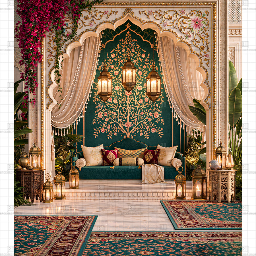 Grand Mughal Scalloped Archway Printed Diwali Backdrop