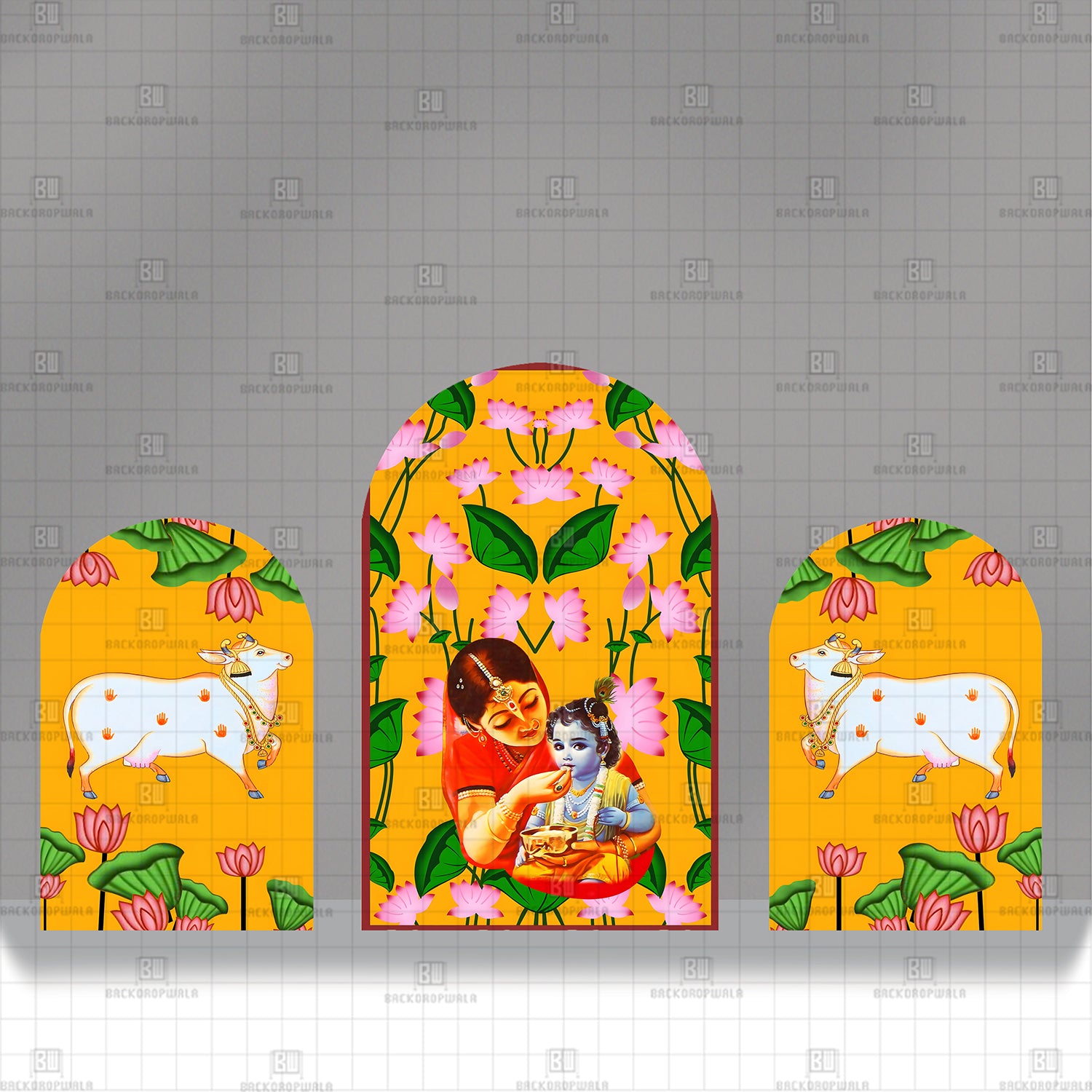 Krishna Pichwai Theme Printed Event Backdrop