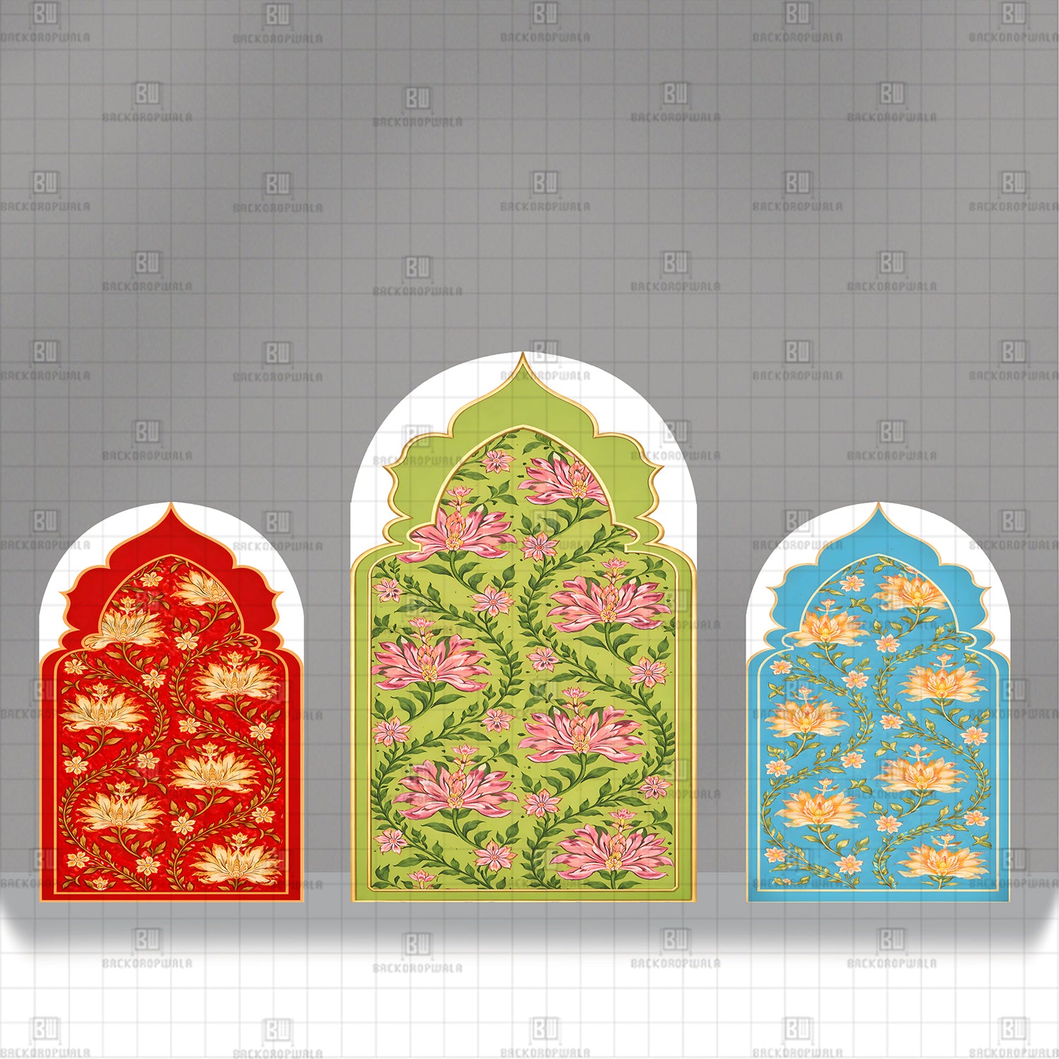 Royal Jharokha Florals Theme Printed Event Backdrop