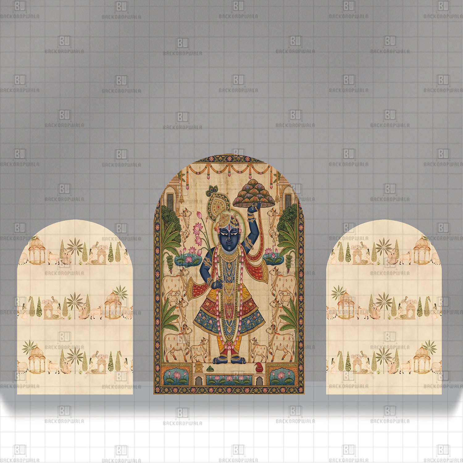 The Golden Shreenathji's Theme Printed Event Backdrop