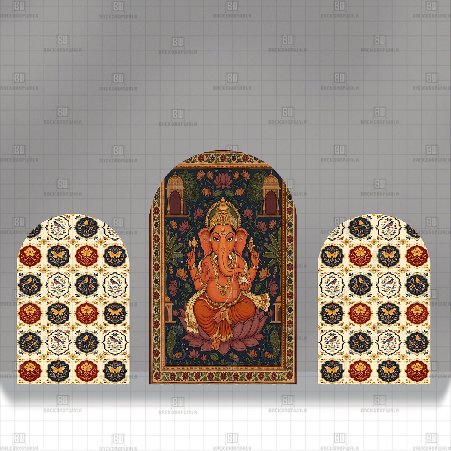 Temple Gateways of Ganesha Theme Printed Event Backdrop