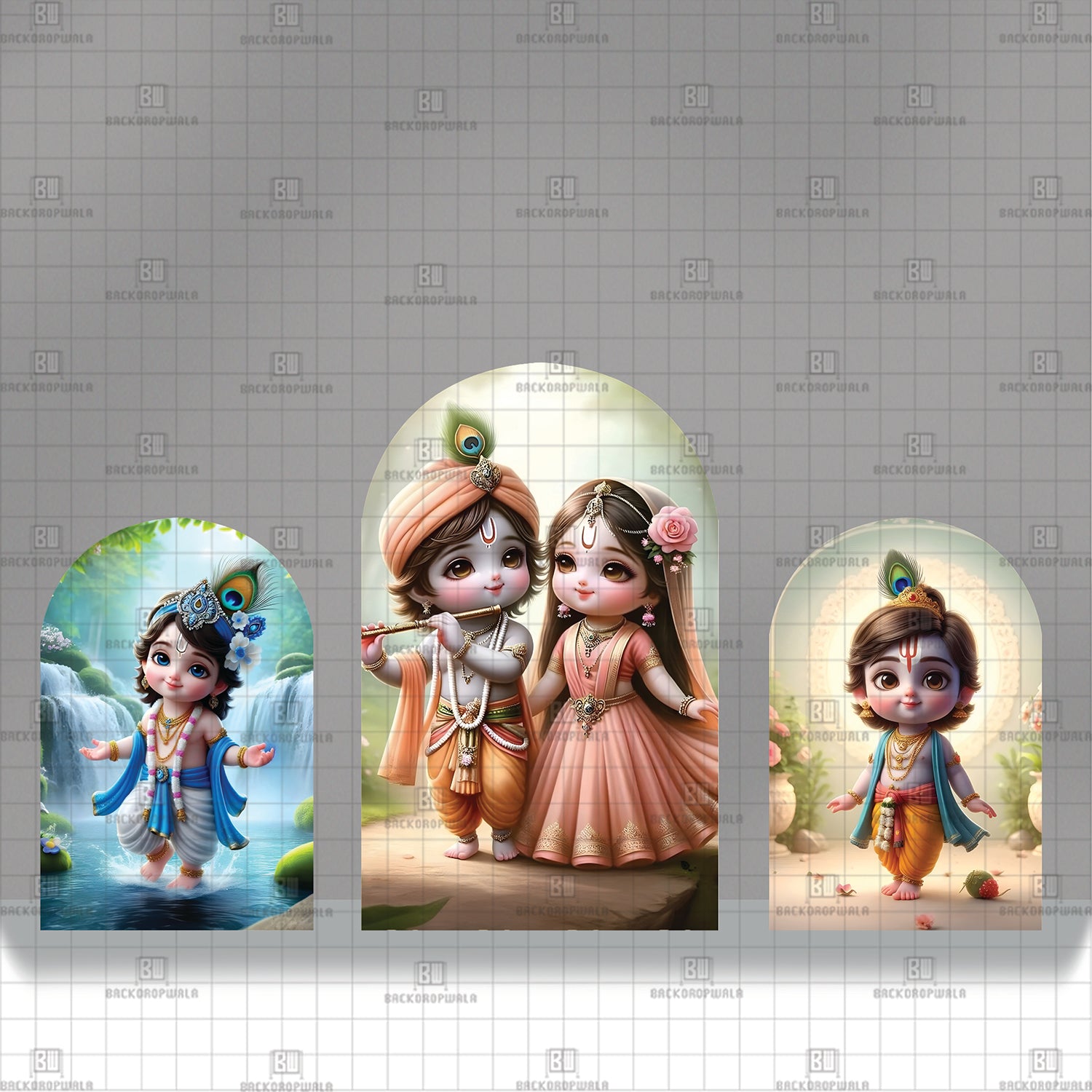 Radha-Krishna’s Dawn Theme Printed Event Backdrop