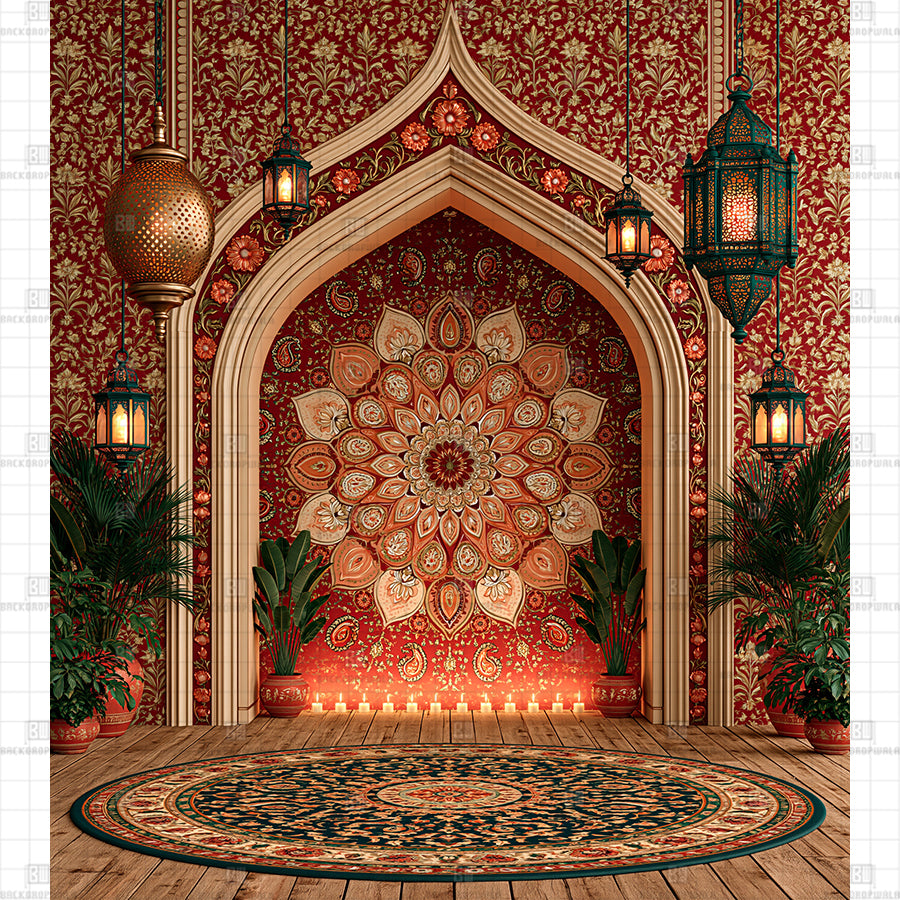 Gilded Mandala Sanctum Printed Diwali Backdrop