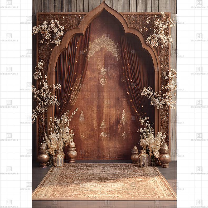 Moroccan Golden Archway Backdrop Printed Maternity Backdrop