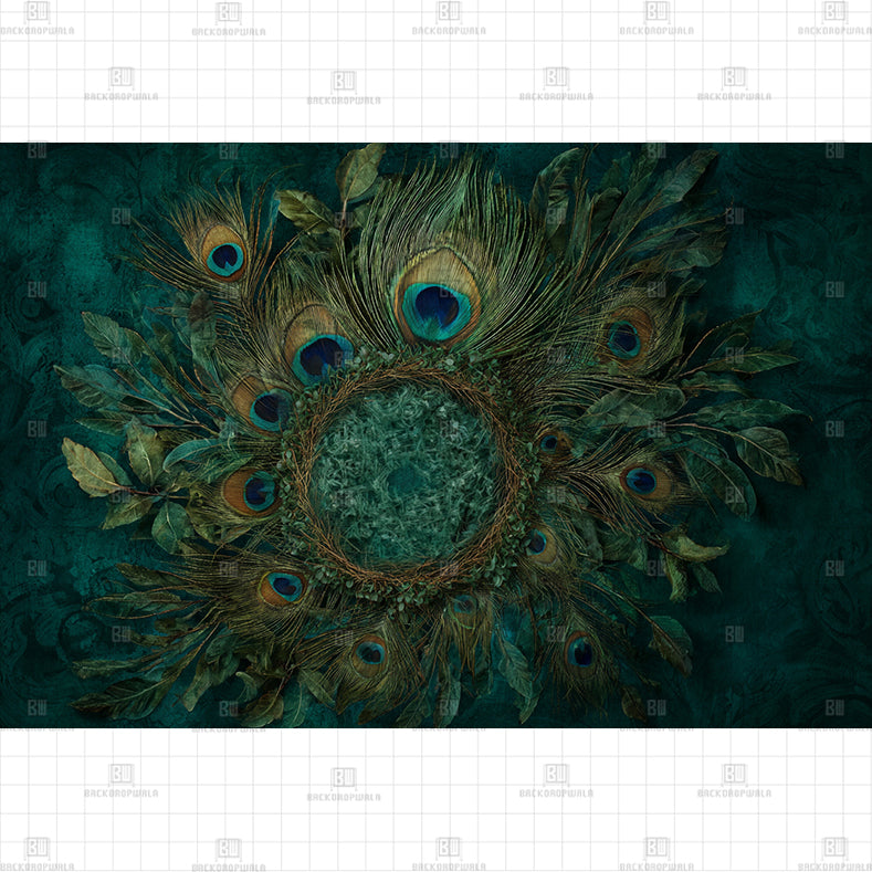 FEATHER PEACOCK BABY PRINTED BACKDROP