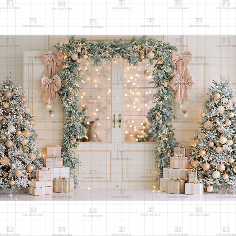 Golden Christmas Lighting Printed Baby Backdrop