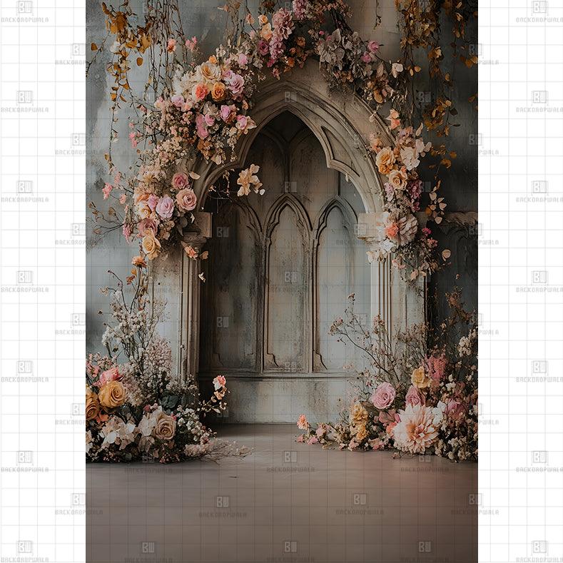 Gothic Floral Cathedral Backdrop Printed Maternity Backdrop