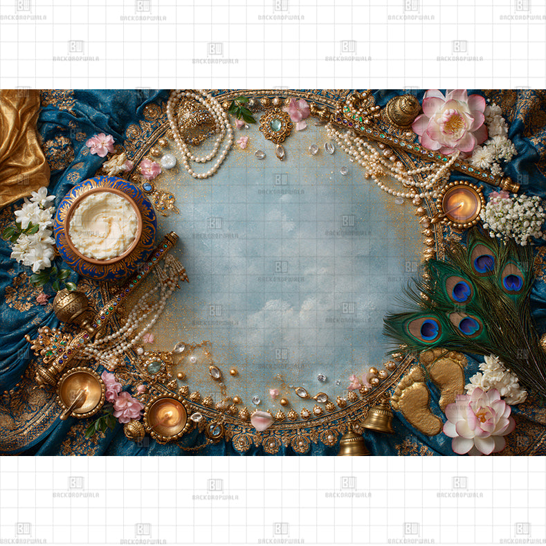 Luxury Indian Festive Theme Born Baby Backdrop