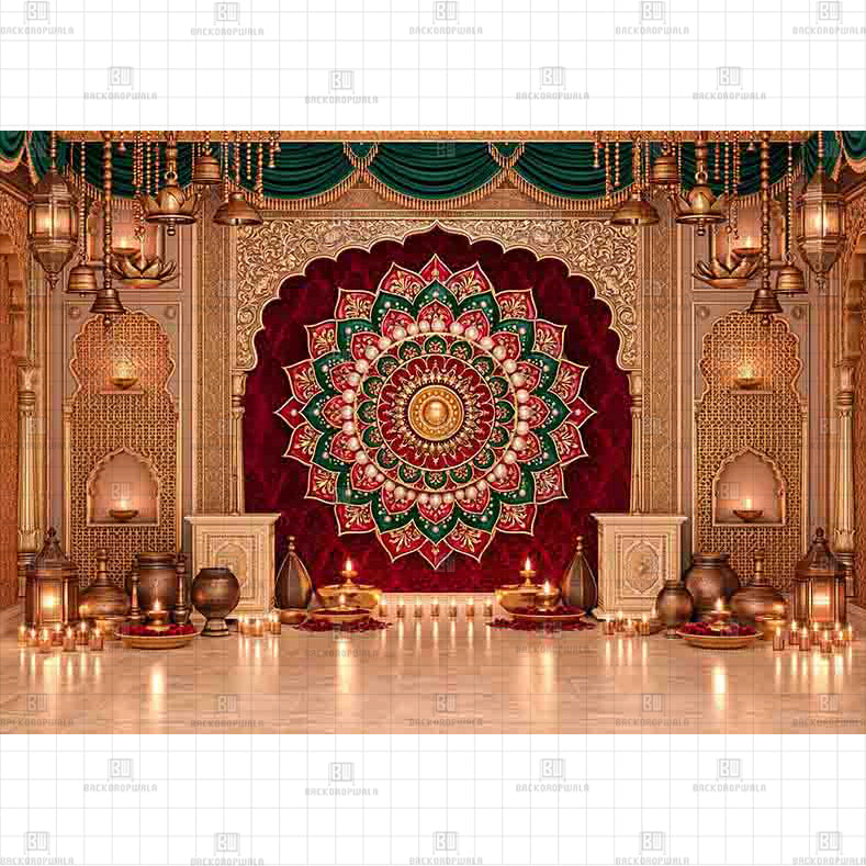 Shahi Rangoli Darbar Stage Printed Diwali Baby Backdrop