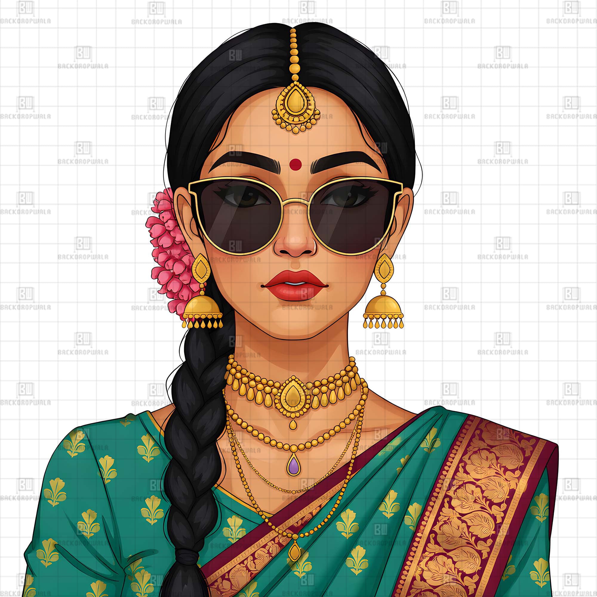 A Modern Saree Portrait Carnival & Haldi Theme Backdrop