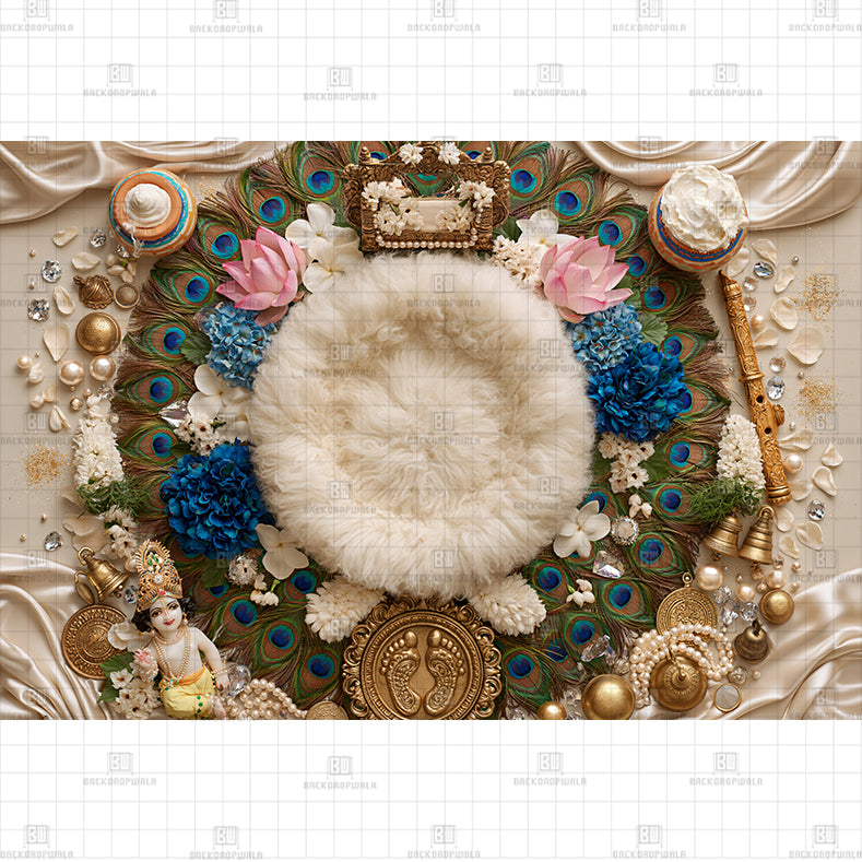 Divine Bal Gopal Theme Born Baby Backdrop