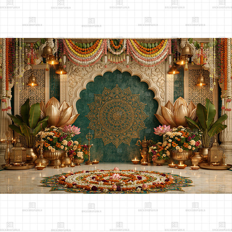 Red Curtain Stage With Lighting Printed Baby Backdrop