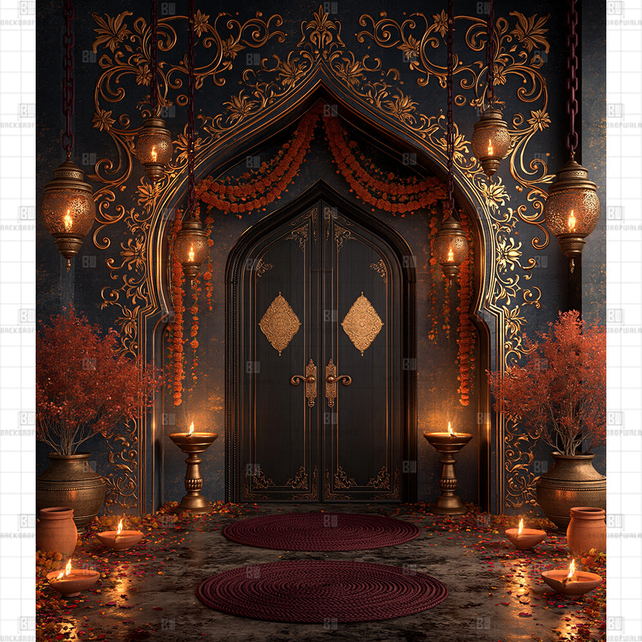 Deepotsav Midnight Threshold Printed Diwali Decoration Backdrop
