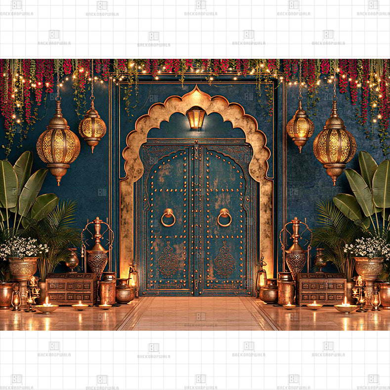 Tropical Haveli Gateway Printed Diwali Baby Backdrop