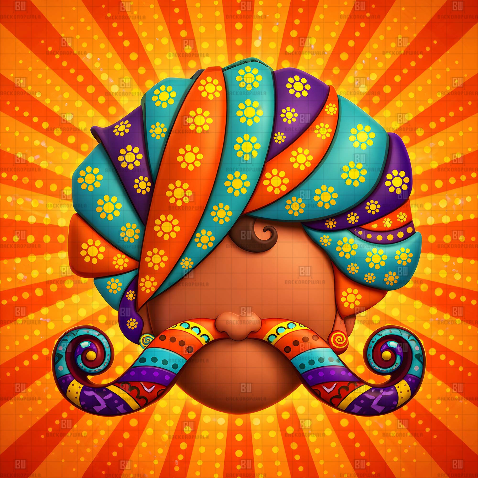 3D Rajasthani much & Pagdi Carnival & Haldi Theme Backdrop