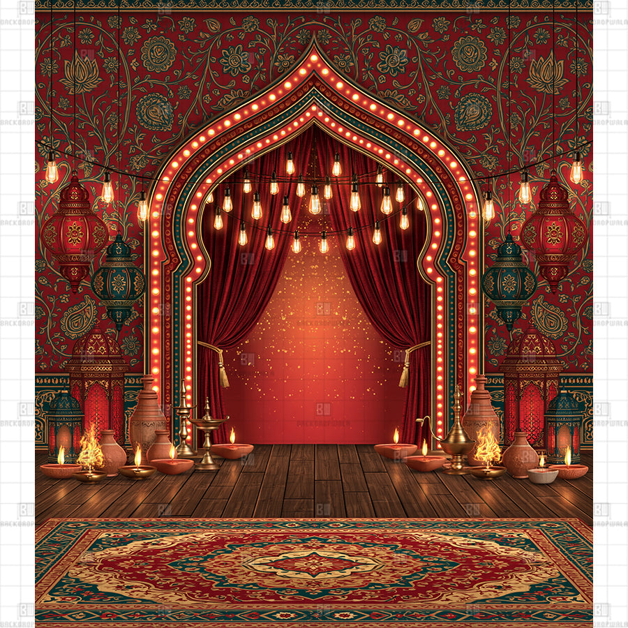 Marquee Velvet Arch Printed Diwali Backdrop