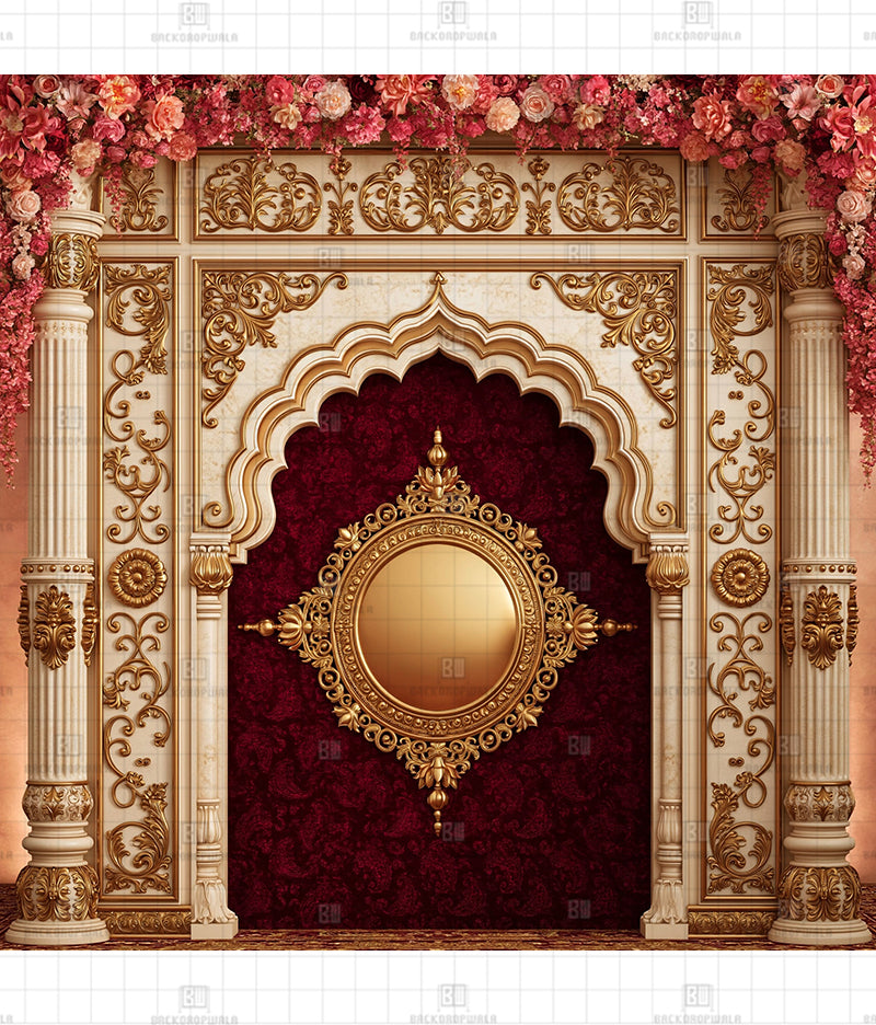 Imperial Gold Mirror Arch Decoration Backdrop
