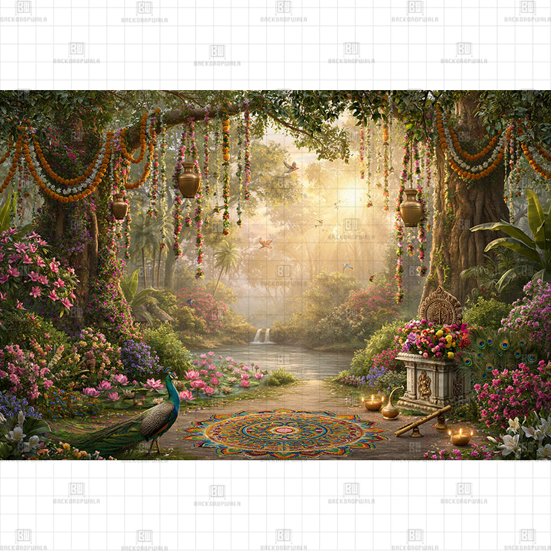 Lotus Garden Archway Printed Baby Backdrop