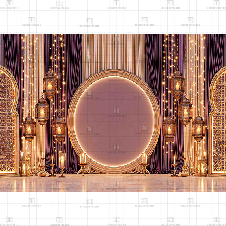 The Royal Violet Circular Arch Printed Diwali Baby Backdrop