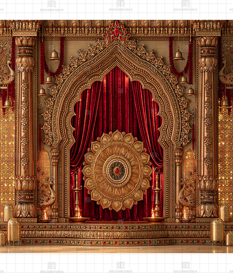 Ruby Jeweled Mandala Decoration Backdrop
