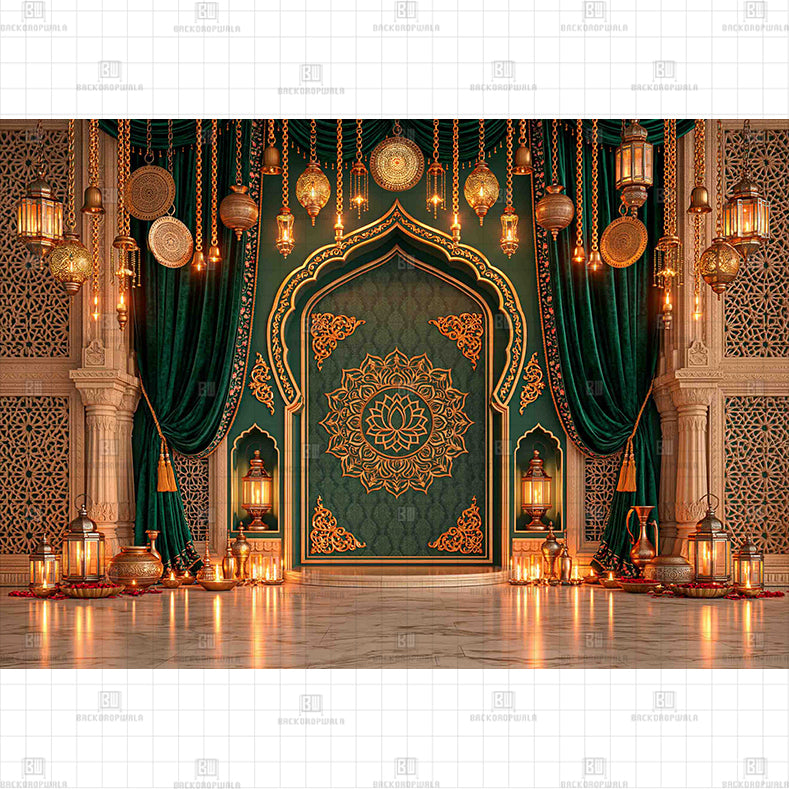 The Emerald Mughal Alcove Printed Diwali Baby Backdrop