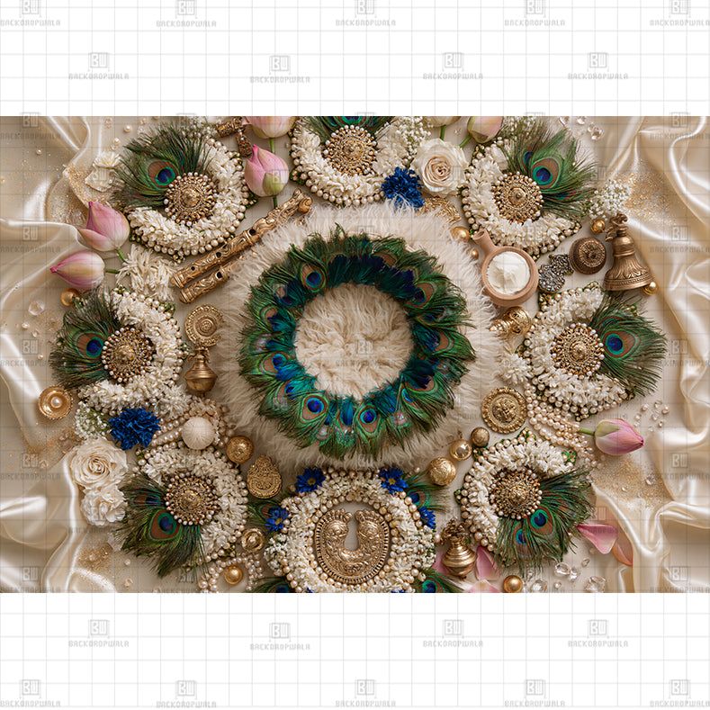 The Majestic Teal Plume Nest Theme Born Baby Backdrop