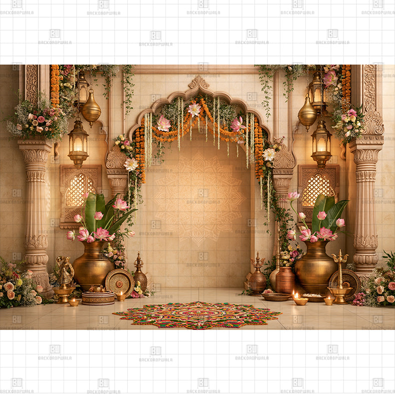 Grand Lord Ganesha Festive Printed Baby Backdrop
