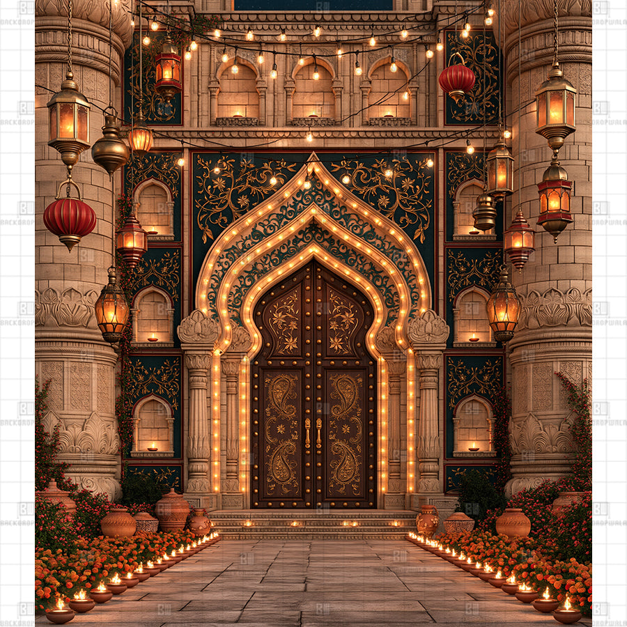 Aisle of Lights Haveli Deepotsav Printed Diwali Decoration Backdrop