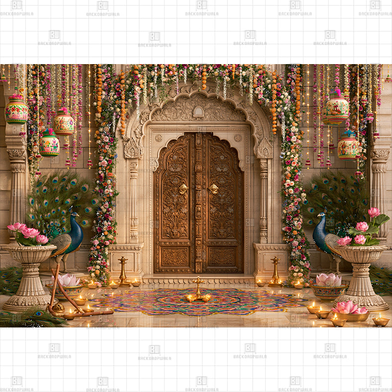 Golden Garland Door PRINTED BACKDROP