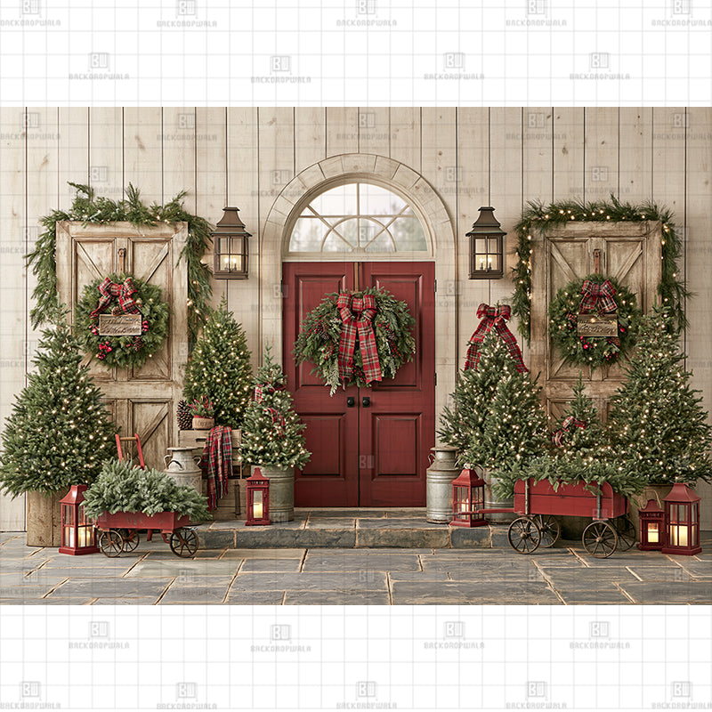 Avezano Red Christmas Walls Printed Baby Backdrop