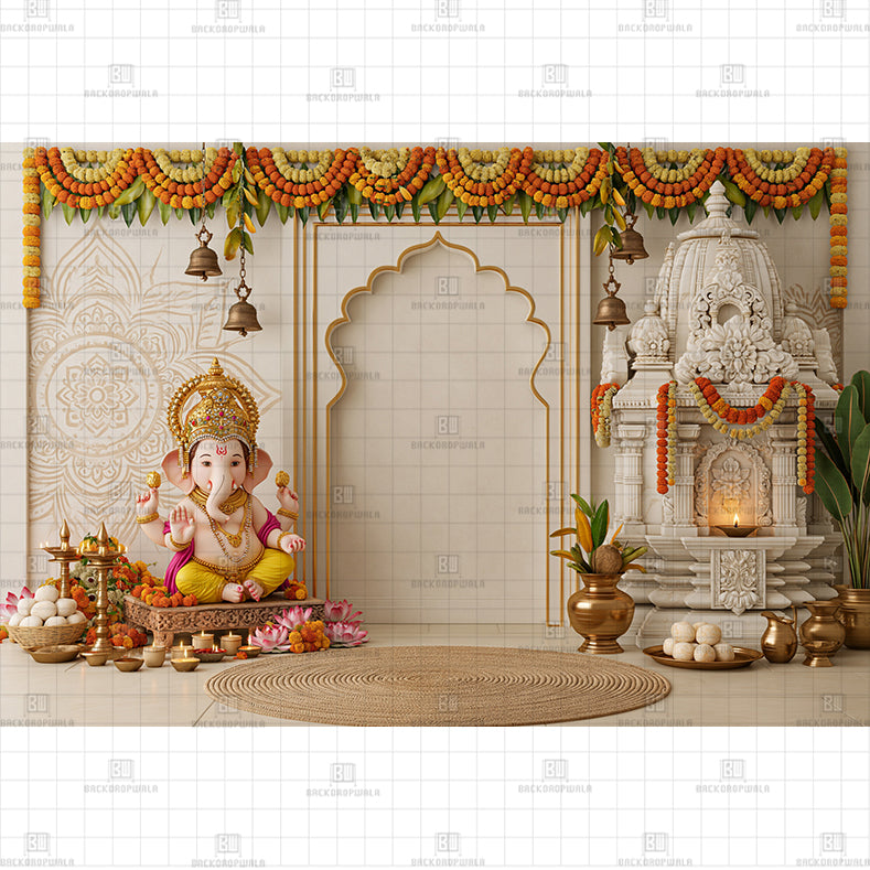 Grand Vinayaka Stage Printed Baby Backdrop