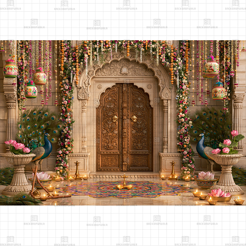 Golden Garland Door PRINTED BACKDROP