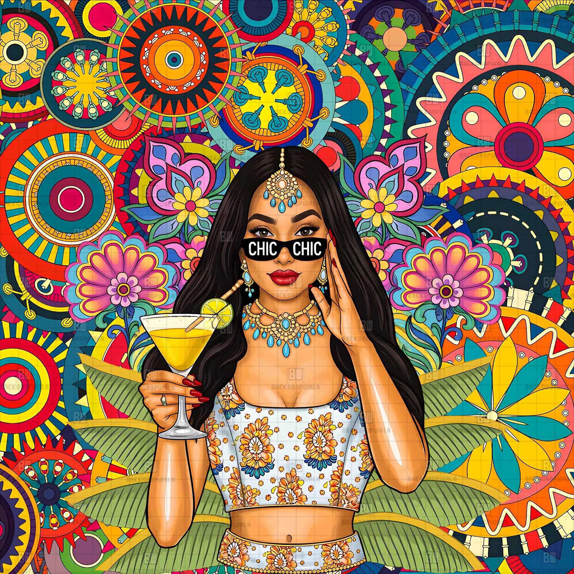 The Tropical Taj Soiree Carnival & Haldi Theme Backdrop