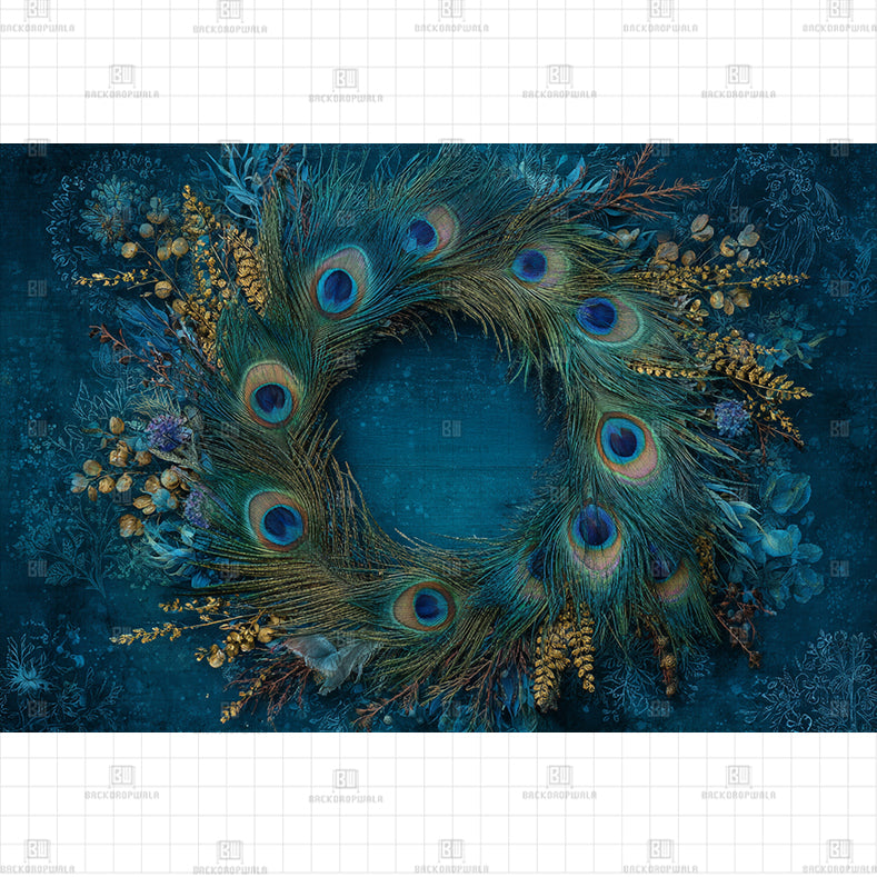 FEATHER MANDALA FRAME PRINTED BACKDROP