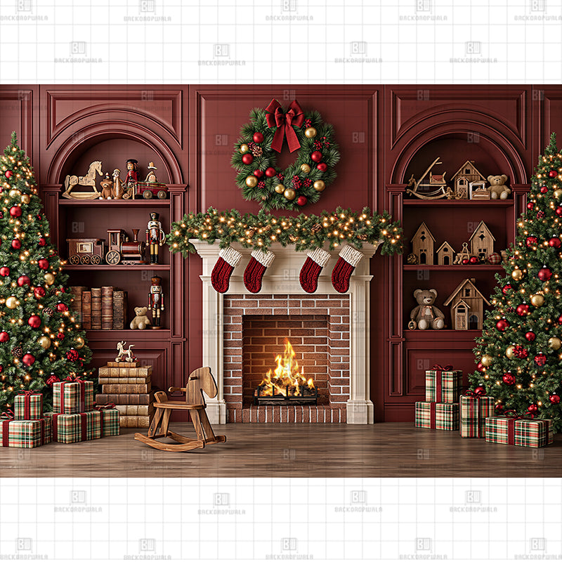 Winter Wonderland Firepalace Printed Baby Backdrop