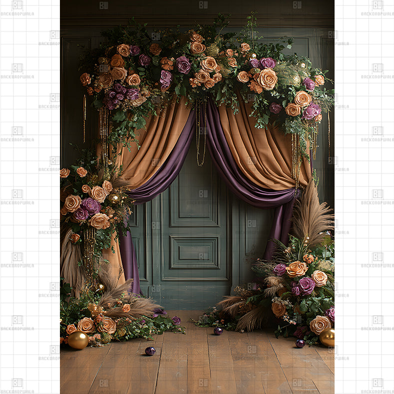 Victorian Draped Doorway Backdrop Printed Maternity Backdrop
