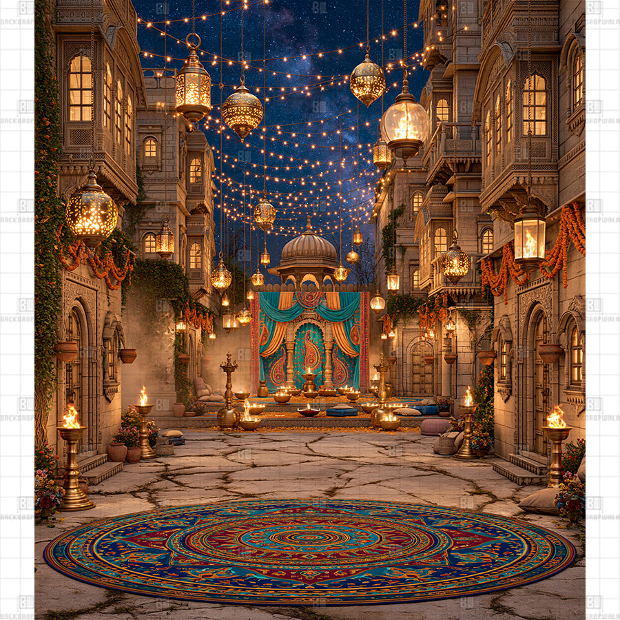 Palace Bazaar Under the Stars Printed Diwali Decoration Backdrop
