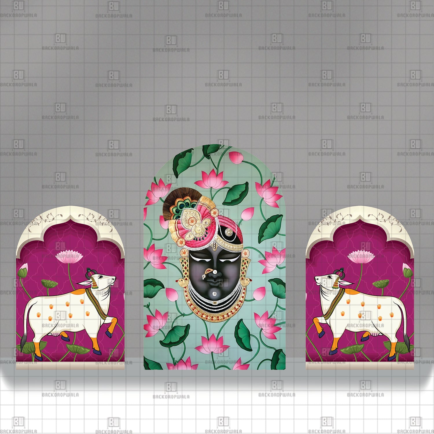 The Grace of Shrinathji Theme Printed Event Backdrop