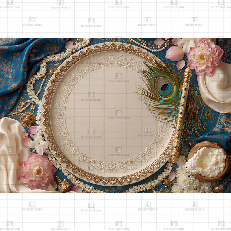 Enchanted Ivory Festive Cradle Theme Born Baby Backdrop