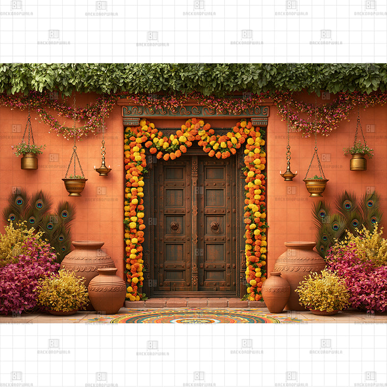 Festival Peacock Door PRINTED BACKDROP
