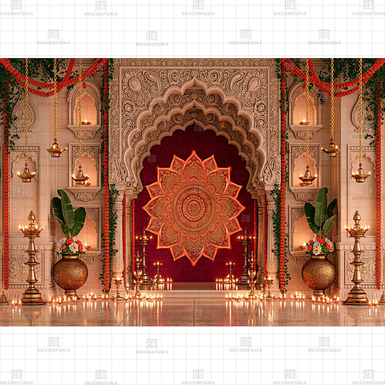 Vedic Heritage Shrine Printed Diwali Baby Backdrop