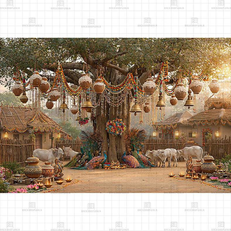 Garden Peacock Arch PRINTED BACKDROP